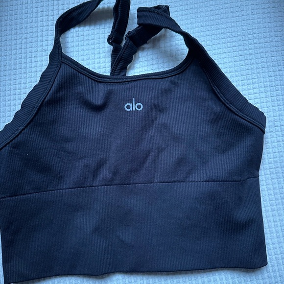 Alo Seamless Ribbed Favorite Bra Tank in black size small - Picture 3 of 3